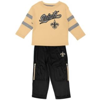 New Orleans Saints Infant Long Sleeve T Shirt & Cargo Pants Set   Old Gold/Black