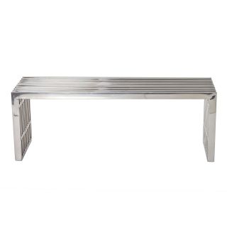 Modway Medium Gridiron Stainless Steel Bench   Silver   Indoor Benches