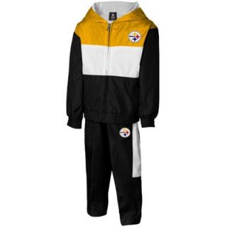 Pittsburgh Steelers Infant Tri Color Zip Front Hoodie & Pant Set   Black/Gold/White