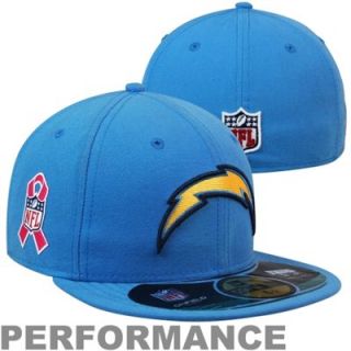 New Era San Diego Chargers Breast Cancer Awareness On Field 59FIFTY Fitted Performance Hat   Powder Blue