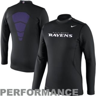 Nike Baltimore Ravens Hyperwarm Long Sleeve Mock Turtleneck T Shirt   Black