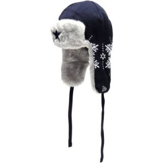 New Era Dallas Cowboys Snowflake Trapper Knit Hat   Navy Blue