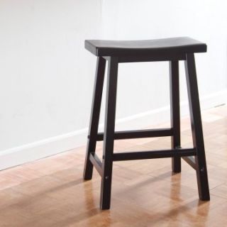Winsome Wood 24 Inch RTA Single Saddle Seat Counter Stool   Black   Bar Stools