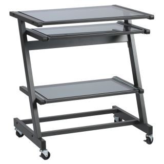Euro Style Z Computer Cart   Graphite Black / Smoked Glass   Computer Carts