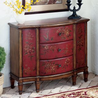 Butler Red Hand Painted Console Table Cabinet   Console Tables
