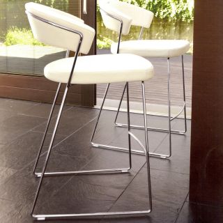 Calligaris New York 25 in. Leather Counter Stool   Set of 2   Counter Stools