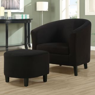 Asian Black Padded Micro Fiber Accent Chair and Ottoman   Accent Chairs