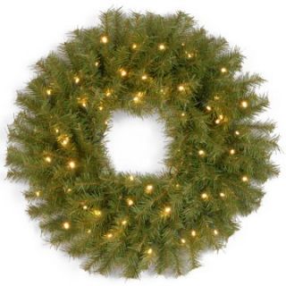 24 in. Norwood Fir Pre Lit Battery Operated Dual LED Wreath   Christmas Wreaths