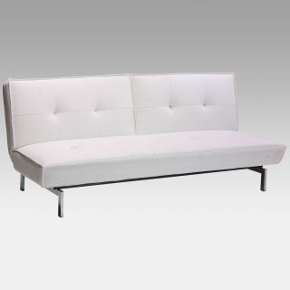 Belle White Faux Leather Convertible Sofa   Sofas