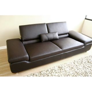 Baxton Studio Luxury Brown Leather Sofa   Sofas