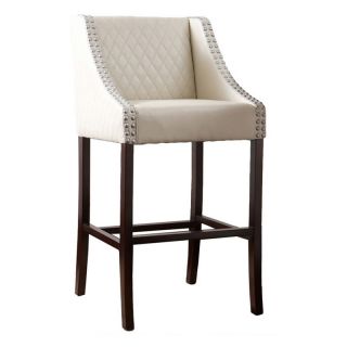 White Quilted Leather Bar Stool   Bar Stools