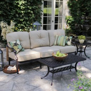 Belham Living Palazetto Milan Collection Cast Aluminum Sofa and Coffee Table   Conversation Patio Sets