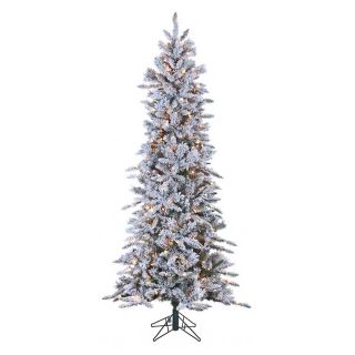Kurt Adler 7 ft. Alaskan Slim Flocked Pre Lit Christmas Tree   Christmas Trees