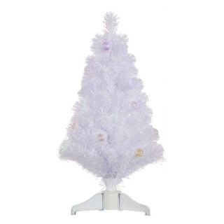 Vickerman 3 ft. White Fiber Optic Christmas Tree with Ball Ornaments   Christmas Trees