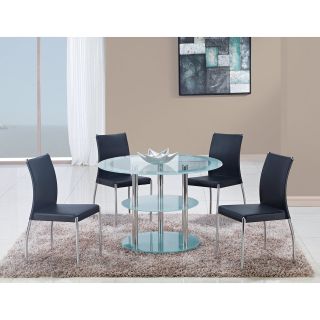Global Furniture Tiered Base 5 Piece Round Dining Set   with Low Back Chairs   Black   Dining Table Sets