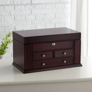 Grandeur Wooden Locking Jewelry Box   19W x 14H in.   Cherry   Womens Jewelry Boxes