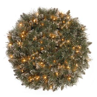 16 in. Glittery Bristle Pre Lit LED Kissing Ball   Battery Operated   Wreaths