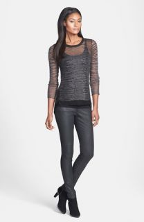 Eileen Fisher Scoop Neck Sweater & Waxed Denim Skinny Jeans