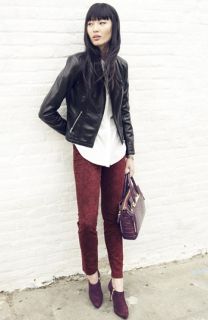Calvin Klein Jacket, Fever Blouse & NYDJ Alina Print Leggings