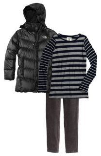 The North Face Down Parka, Pockie K Stripe Tunic & Tractor Knit Corduroy Leggings (Big Girls)