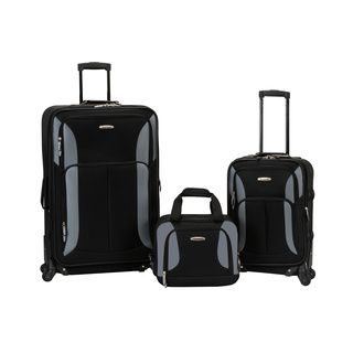 Rockland Deluxe Expandable 3 piece Spinner Luggage Set Rockland Three piece Sets