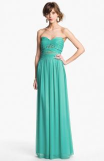 Max & Cleo Lace Detail Crinkled Chiffon Gown