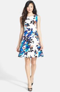 ABS by Allen Schwartz Embossed Floral Fit & Flare Dress (Plus Size)