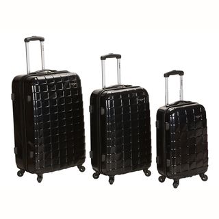 Rockland Elite Designer Black 3 piece Hardside Spinner Luggage Set Rockland Three piece Sets