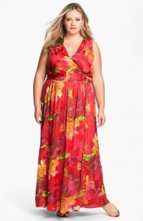 Donna Ricco Faux Wrap Maxi Dress (Plus Size)