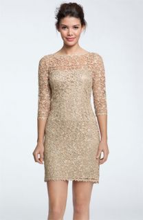 Kay Unger Sequin & Lace Sheath Dress