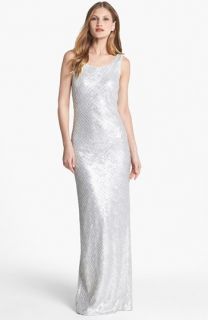 Laundry by Shelli Segal Faux Leather Sequin Tank Gown