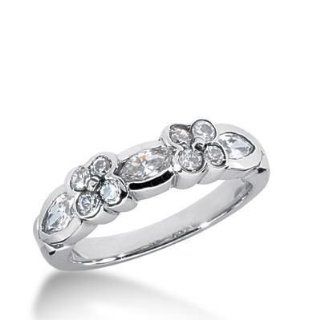 18K Gold Diamond Anniversary Wedding Ring 8 Round Brilliant, 3 Marquise Shaped Diamonds 1.15 ctw. 185WR26418K Wedding Bands Wholesale Jewelry
