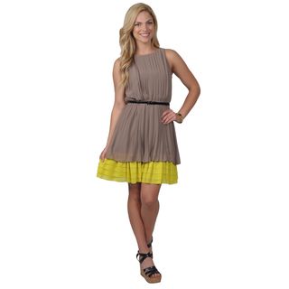 Jessica Simpson Women's Silky Sleeveless Pleated Belted Dress Jessica Simpson Casual Dresses
