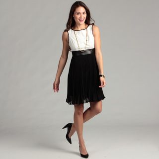 Jessica Howard Women's Ivory/ Black Pleated Dress Jessica Howard Casual Dresses