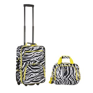 Rockland Expandable Lime Zebra 2 piece Lightweight Carry on Luggage Set Rockland Two piece Sets