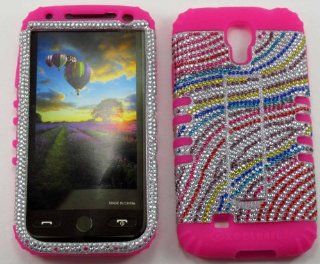 3 IN 1 HYBRID SILICONE COVER FOR SAMSUNG GALAXY S IV S4 HARD CASE SOFT HOT PINK RUBBER SKIN WAVES MA FD197 KOOL KASE ROCKER CELL PHONE ACCESSORY EXCLUSIVE BY MANDMWIRELESS Cell Phones & Accessories