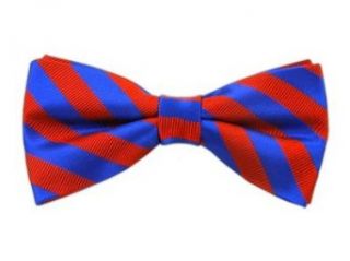 100% Silk Woven Royal Blue and Red Twill Striped Self Tie Bow Tie at  Men�s Clothing store
