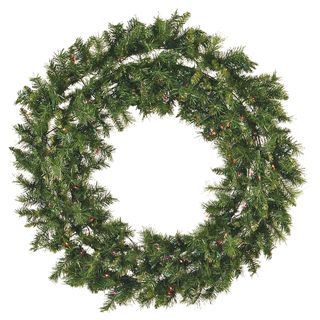 48 Inch Pre Lit Mixed Pine Christmas Wreath Multi Seasonal Decor
