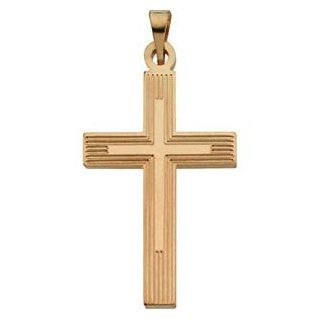 Mens Womens 14k Yellow Gold Cross Pendant with Embossed Cross inside the Cross Jewelry