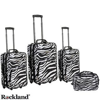Rockland Deluxe Zebra 4 piece Luggage Set Rockland Four piece Sets