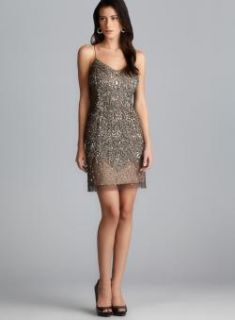 Adrianna Papell Beaded & Sequined Mesh Spaghetti Strap Dress Adrianna Papell Evening & Formal Dresses