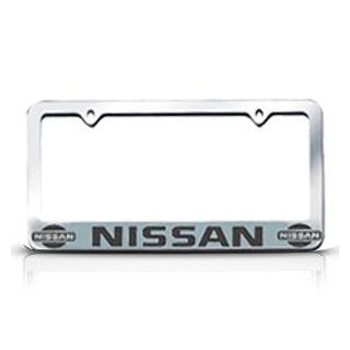 Chrome NISSAN License Plate Frame with 2 Bolt Screws and 2 Bolt Screw Covers Automotive
