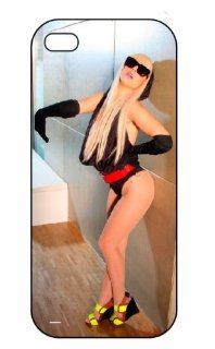 Sexy Lady Gaga Black Glasses, Red Belt 249, iPhone 5 Premium Plastic Case, Cover, Aluminium Layer, Music Theme Shell Cell Phones & Accessories