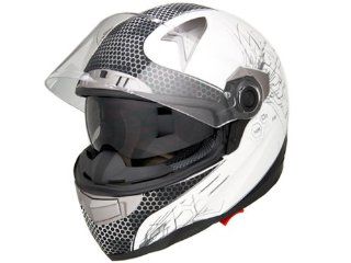 DOT Approved Motorcycle Helmet Full Face Chemical Reaction + Dual Smoke Visor EVOS Sport Street Bike Cruiser Scooter Snowmobile ATV Helmet   X Large Automotive
