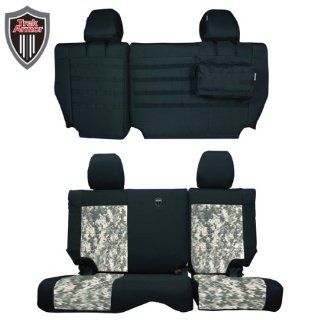 Trek Armor Jeep Seat Covers, Black on Camouflage Rear Bench Seat Covers for 2011 to 2012 Jeep Wrangler Jk. Pair Automotive