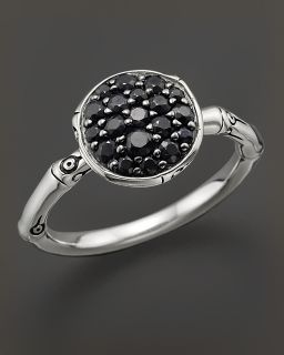 John Hardy Bamboo Silver Small Round Ring with Black Sapphire's