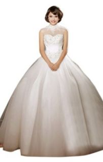 Biggoldapple Ball Gown High Neck Floor Length Wedding Dress 260 Clothing