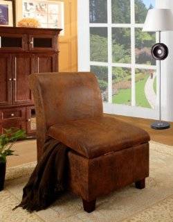 Kings Brand Rustic Brown Microfiber With Storage Accent Chair   Armchairs