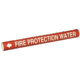 Brady 4060 A Snap On 3/4"   1 3/8" Outside Pipe Diameter B 915 Coiled Printed Plastic Sheet White On Red Color Pipe Marker Legend "Fire Protection Water"