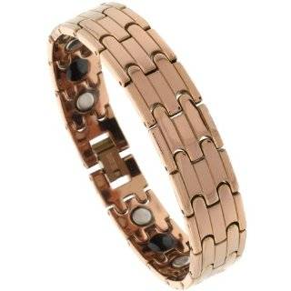Tungsten Carbide Rose Gold Color Bracelet Magnetic Therapy, Bar Links, 1/2 inch wide, 7.75 inches long Jewelry
